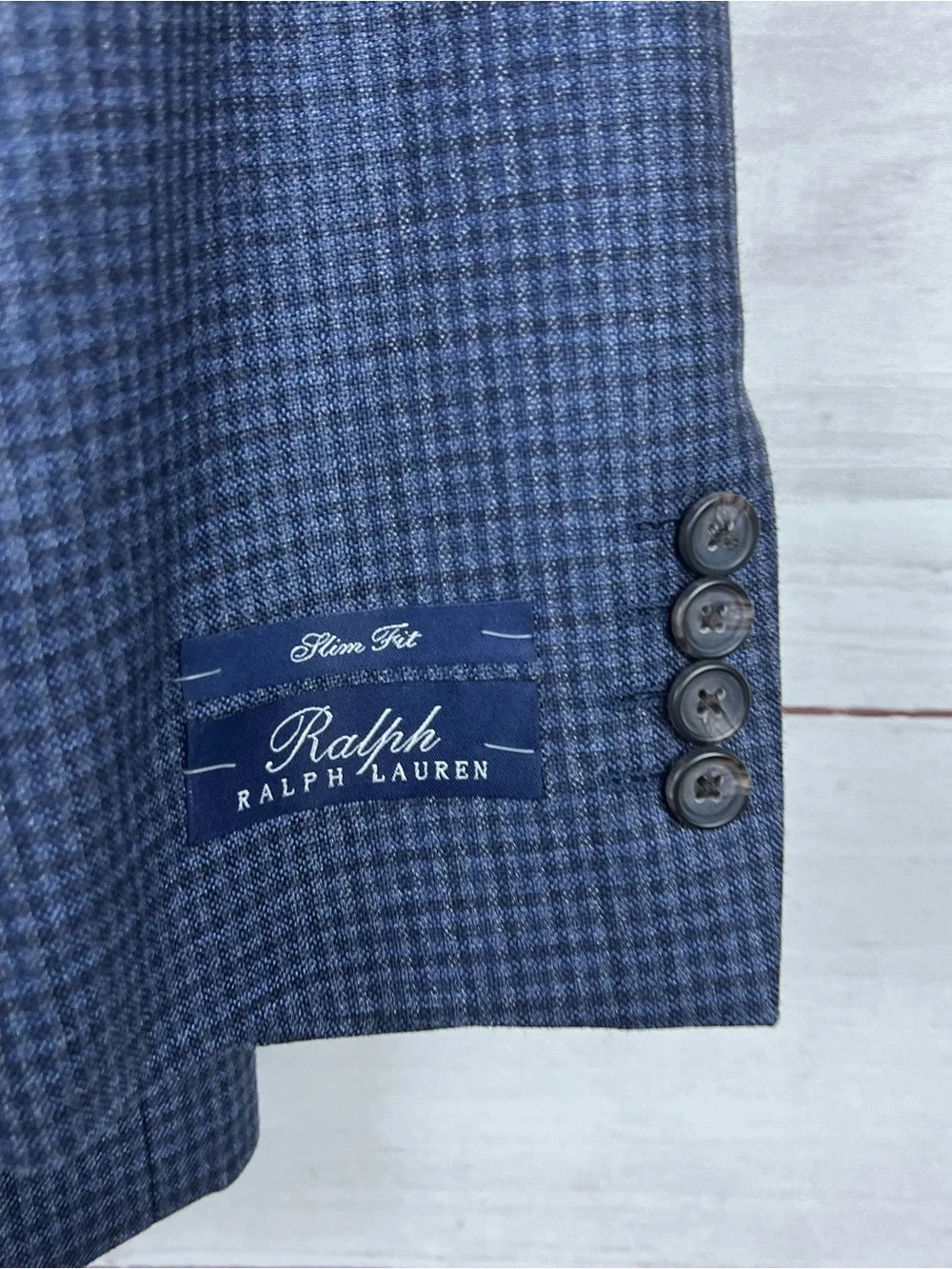 NWT Ralph Lauren Mens 46R Slim Fit Silk Wool Blue Plaid Blazer Sport Coat
